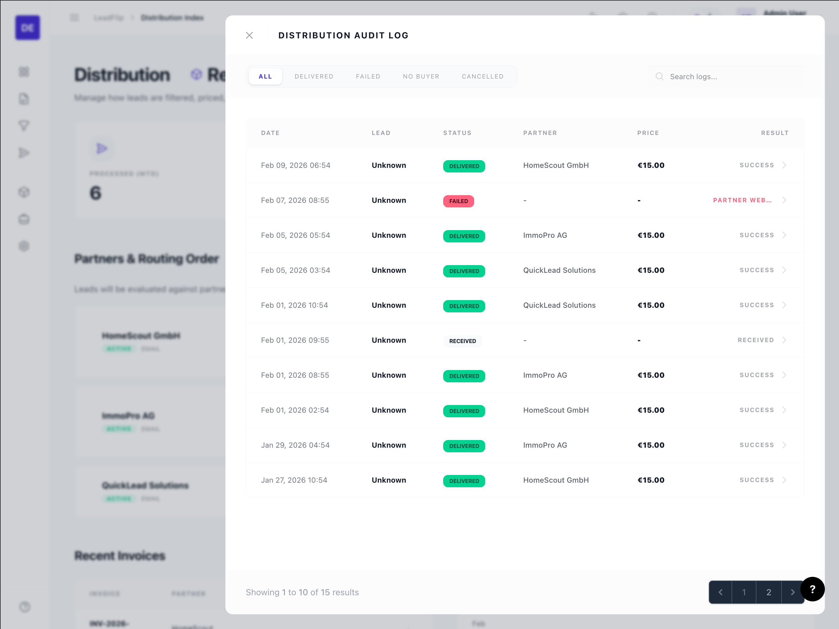 Distribution sidebar and profile list