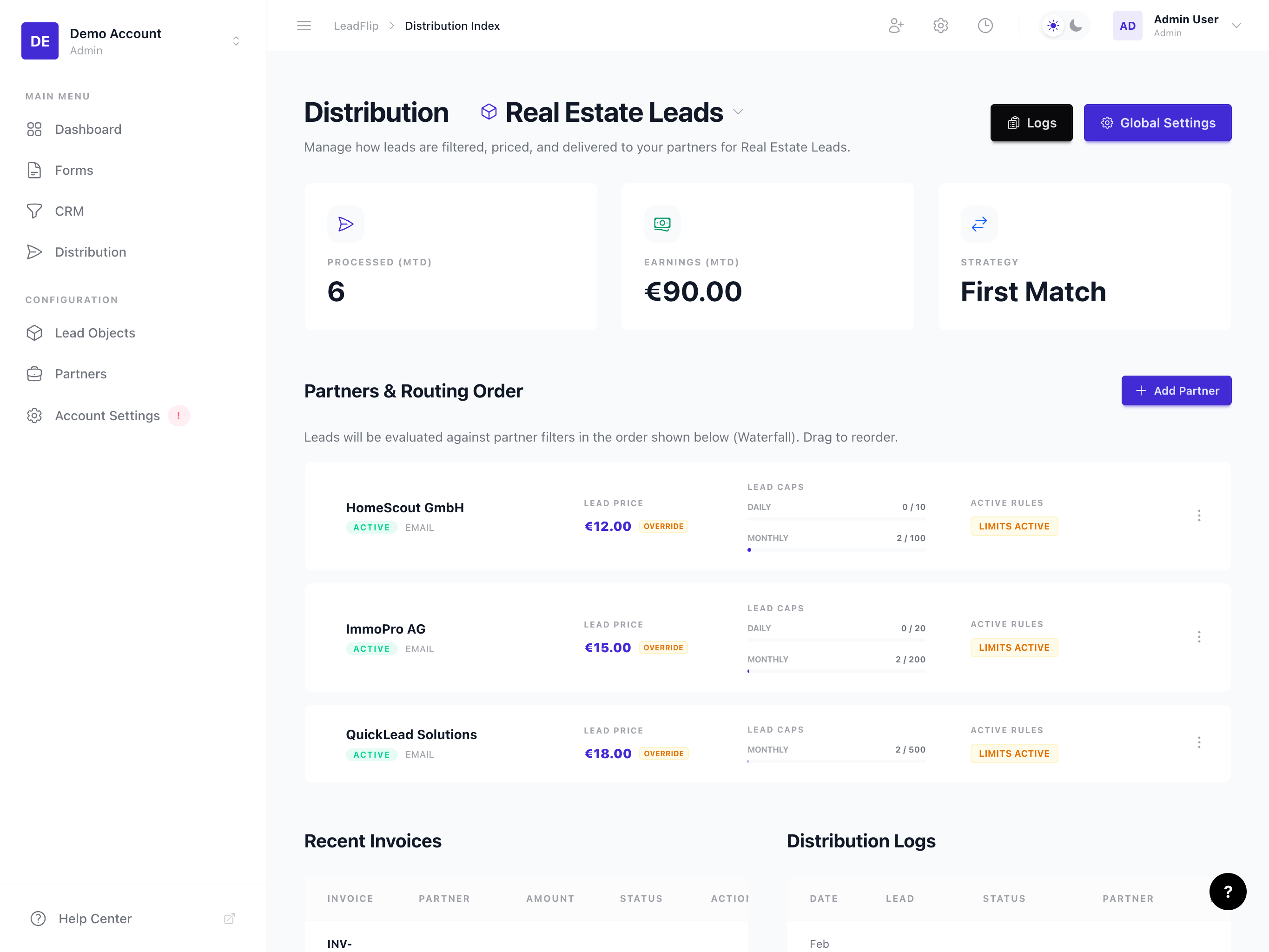 Distribution profile editor