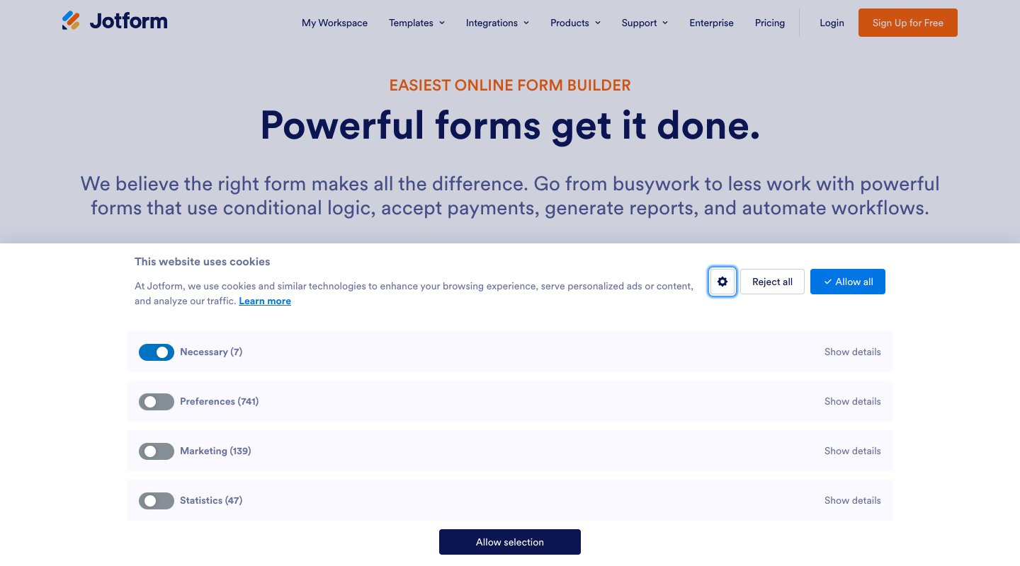 Jotform homepage