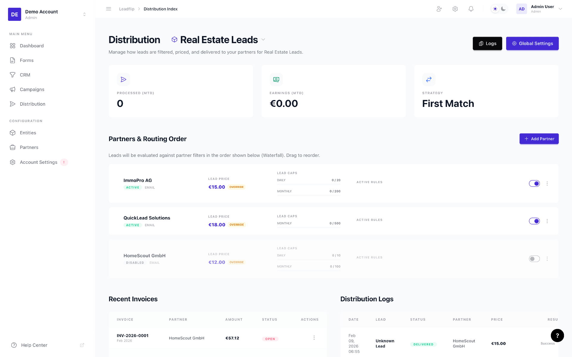Distribution — full app with navigation