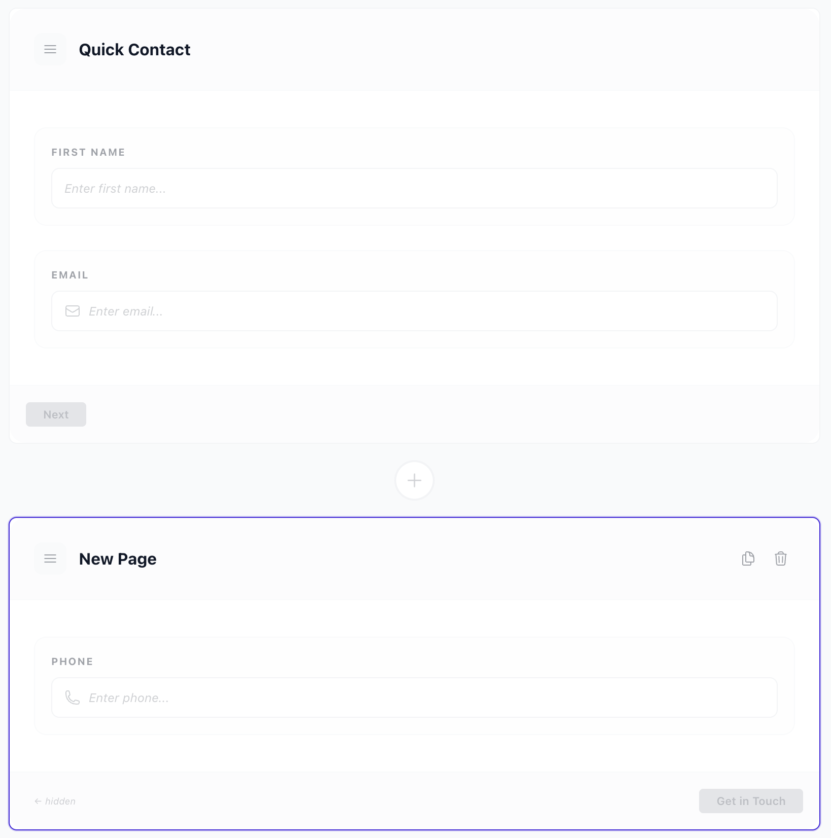 Multi-page form with progress steps